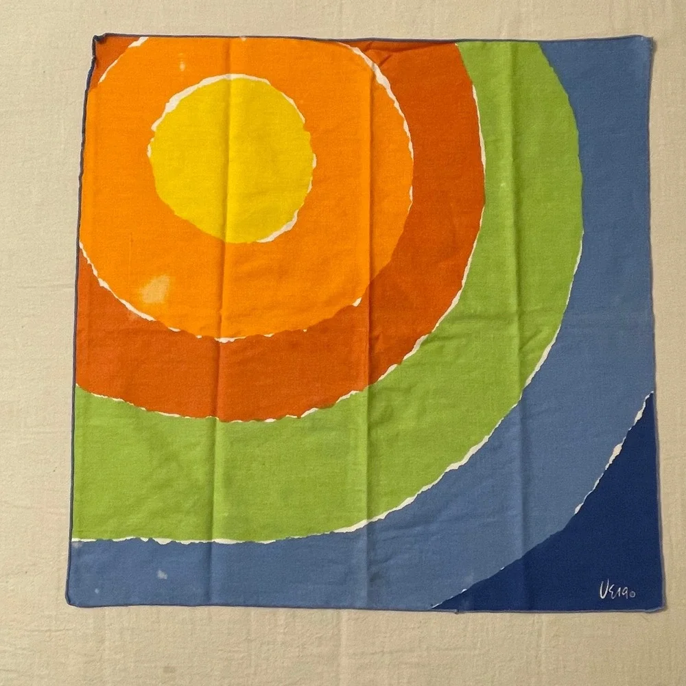 VTG Vera Newman Colorful Abstract Sun Circles Cloth Napkin Bright Set of‎ 2